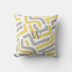 Monogrammed Gray Yellow Modern Geometric Kussen