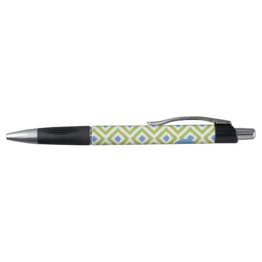 Monogrammed Green and Blue Diamonds Ikat Pattern Pen (Bovenkant)
