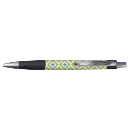 Monogrammed Green and Blue Diamonds Ikat Pattern Pen (Achterkant)