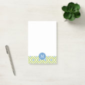 Monogrammed Green and Blue Diamonds Ikat Pattern Post-it® Notes (Kantoor)
