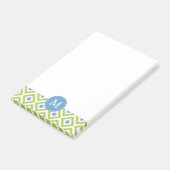 Monogrammed Green and Blue Diamonds Ikat Pattern Post-it® Notes (Schuin)