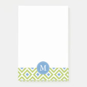 Monogrammed Green and Blue Diamonds Ikat Pattern Post-it® Notes (Voorkant)