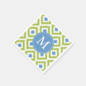 Monogrammed Green and Blue Ikat Diamonds Pattern Servetten (Hoek)