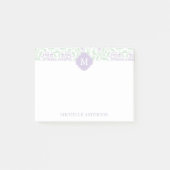 Monogrammed Green and Lavender Floral Damask Post-it® Notes (Voorkant)