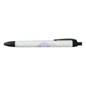Monogrammed Green and Lavender Floral Damask Zwarte Inkt Pen (Bovenkant)