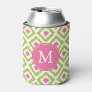Monogrammed Green and Pink Diamonds Pattern Blikjeskoeler