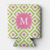 Monogrammed Green and Pink Diamonds Pattern Blikjeskoeler (Achterkant)
