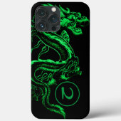 Monogrammed Green Asian Dragon Case-Mate iPhone Case (Achterkant)