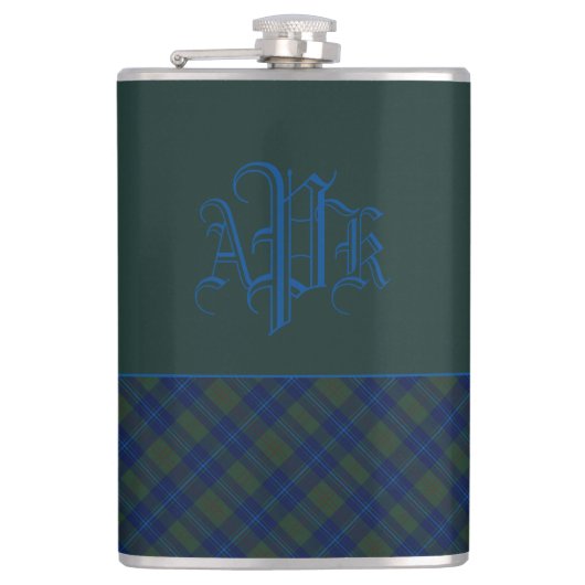 Monogrammed Green, Blue & Aqua Pset Heupfles (Voorkant)