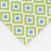 Monogrammed Green Blue Diamonds Ikat Pattern Fleece Deken (Hoek)