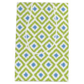 Monogrammed Green Blue Ikat Pattern Medium Cadeauzakje (Achterkant)