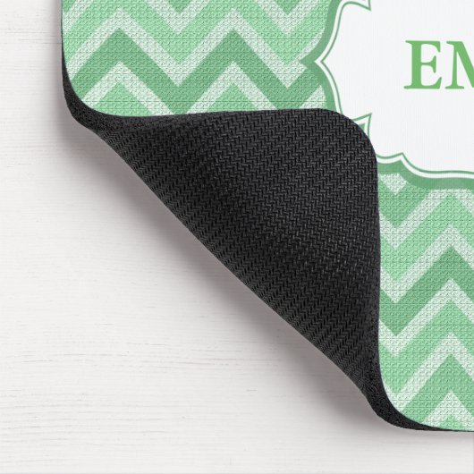 Monogrammed Green Chevron Muismat (Hoek)