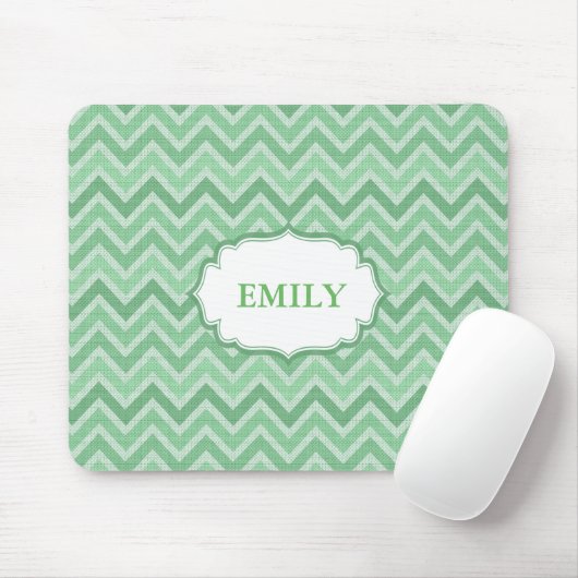Monogrammed Green Chevron Muismat (Met muis)