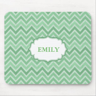 Monogrammed Green Chevron Muismat