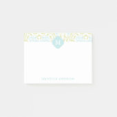 Monogrammed Green en Aqua Floral Damask Post-it® Notes (Voorkant)