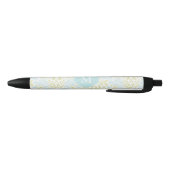 Monogrammed Green en Mint Floral Damask Zwarte Inkt Pen (Bodem)