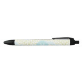 Monogrammed Green en Mint Floral Damask Zwarte Inkt Pen (Bovenkant)