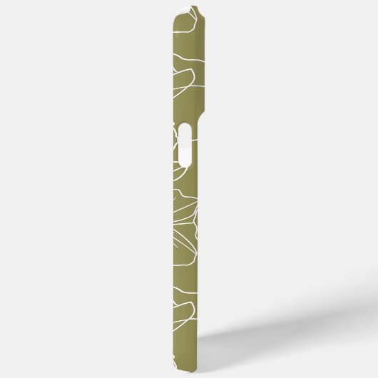 Monogrammed Green Floral Simple Line Art Pattern Case-Mate iPhone Case (Achterkant / Rechts)