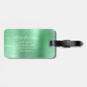 Monogrammed Green Glitter Drip Brushed Metal Bagagelabel (Achterkant horizontaal)