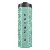 Monogrammed Green Glitter Pattern Thermosbeker (Voorkant)