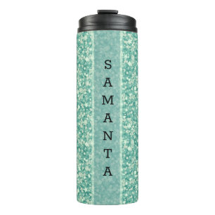 Monogrammed Green Glitter Pattern Thermosbeker
