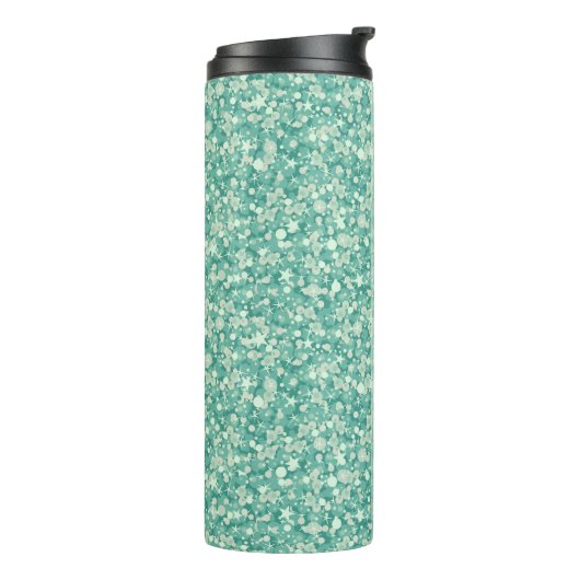Monogrammed Green Glitter Pattern Thermosbeker (Gedraaid links)