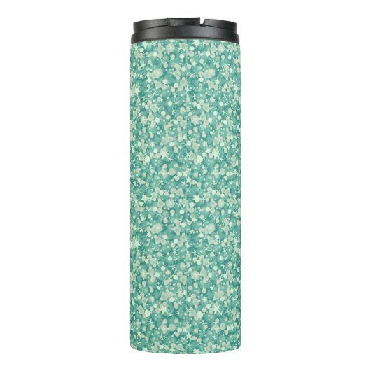 Monogrammed Green Glitter Pattern Thermosbeker (Achterkant)
