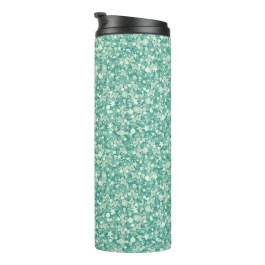 Monogrammed Green Glitter Pattern Thermosbeker (Geroteerd rechts)