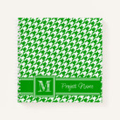 Monogrammed Green Houndstooth Graph Paper Notitieboek (Voorkant)