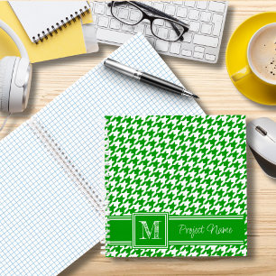 Monogrammed Green Houndstooth Graph Paper Notitieboek