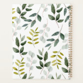 Monogrammed Green Leaves Waterverf Pattern 2026 Planner (Achterkant)