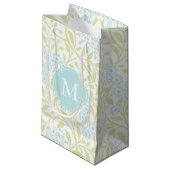 Monogrammed Green Mint Floral Pattern Klein Cadeauzakje (Voorkant Gekanteld)
