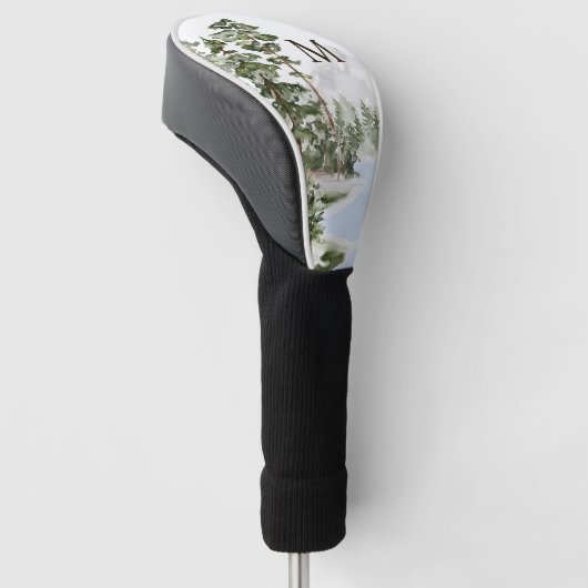 Monogrammed Green Pine Forest en het meer Golfheadcover (Schuin)