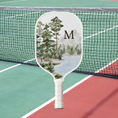 Monogrammed Green Pine Forest en het meer Pickleball Paddle