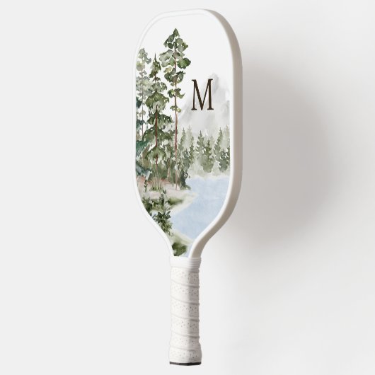 Monogrammed Green Pine Forest en het meer Pickleball Paddle (Links)