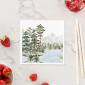 Monogrammed Green Pine Forest en het meer Servet (Insitu)