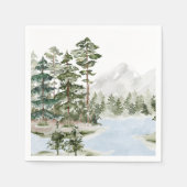 Monogrammed Green Pine Forest en het meer Servet (Voorkant)