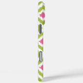 Monogrammed Green Pink Diamond Ikat Pattern Case-Mate iPhone Case (Achterkant / Rechts)