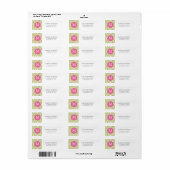Monogrammed Green Pink Diamonds Ikat Pattern Etiket (Full Sheet)