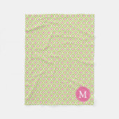 Monogrammed Green Pink Diamonds Ikat Pattern Fleece Deken (Voorkant)