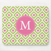 Monogrammed Green Pink Diamonds Ikat Pattern Muismat (Voorkant)