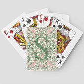 Monogrammed Green & Pink Floral Pattern Card Deck  Pokerkaarten (Achterkant)