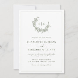 Monogrammed Green Wedding Invitations Kaart