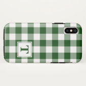 Monogrammed Green White Buffalo Check Pattern Case-Mate iPhone Case (Achterkant (horizontaal))