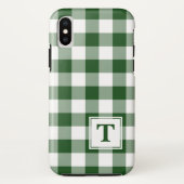 Monogrammed Green White Buffalo Check Pattern Case-Mate iPhone Case (Achterkant)
