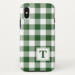 Monogrammed Green White Buffalo Check Pattern Case-Mate iPhone Case