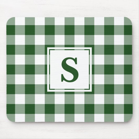 Monogrammed Green White Buffalo Check Pattern Muismat (Voorkant)