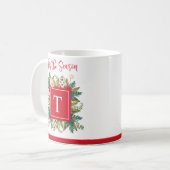 Monogrammed, Greenery and Holiday Cookies Festive Koffiemok (Voorkant links)