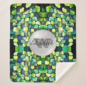 Monogrammed Greenery Geometric Vivid Pattern Sherpa Deken (Voorkant)