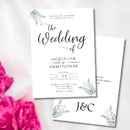 Monogrammed Greenery Wedding Invitation Kaart